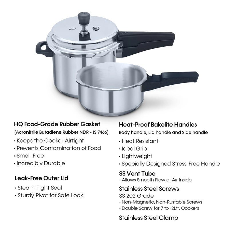 Aluminium Pressure Cooker Combo| 3 & 5 Litre | Compatible Single Lid | IPC 5C3