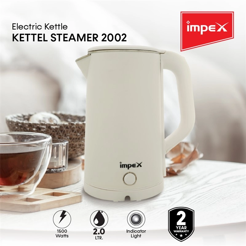 2 Ltr. Electric Kettle | White | Steamer 2002