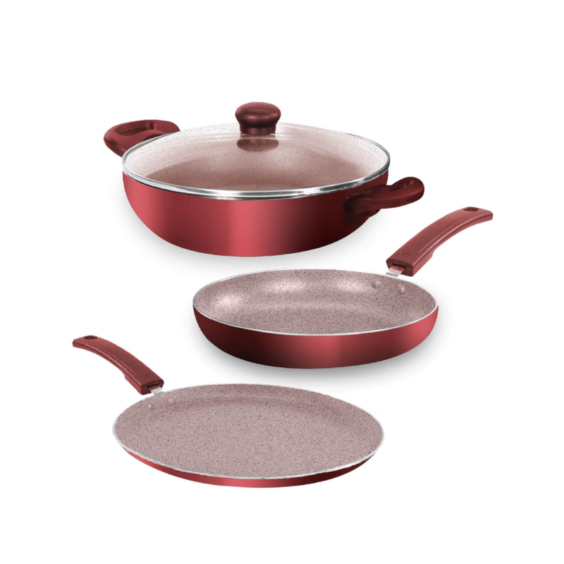 ROYAL 3PCS Tawa pan, Kadai pan and Fry pan