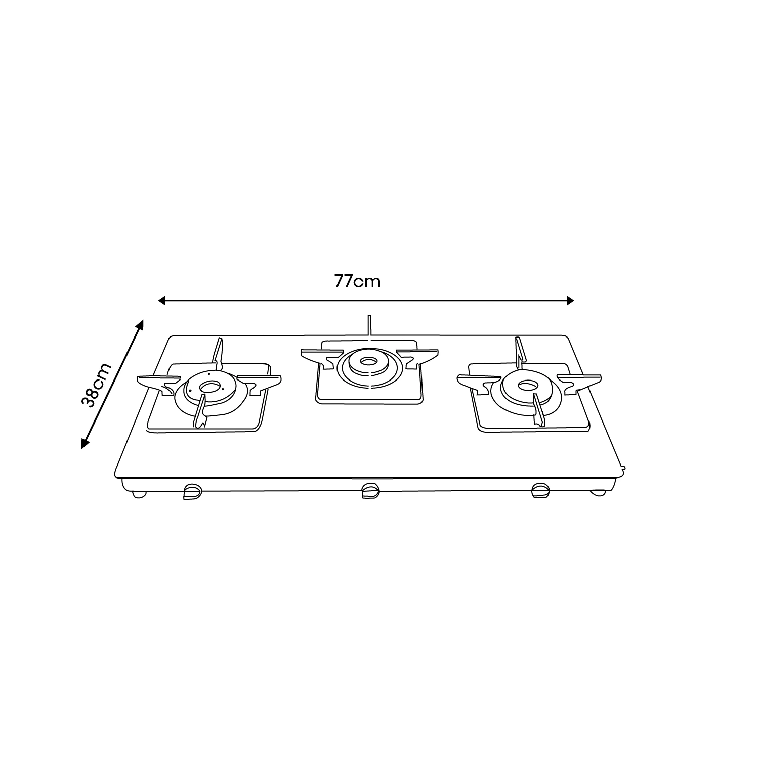 3-Burner Glasstop Gas Stove | Glaze 3B