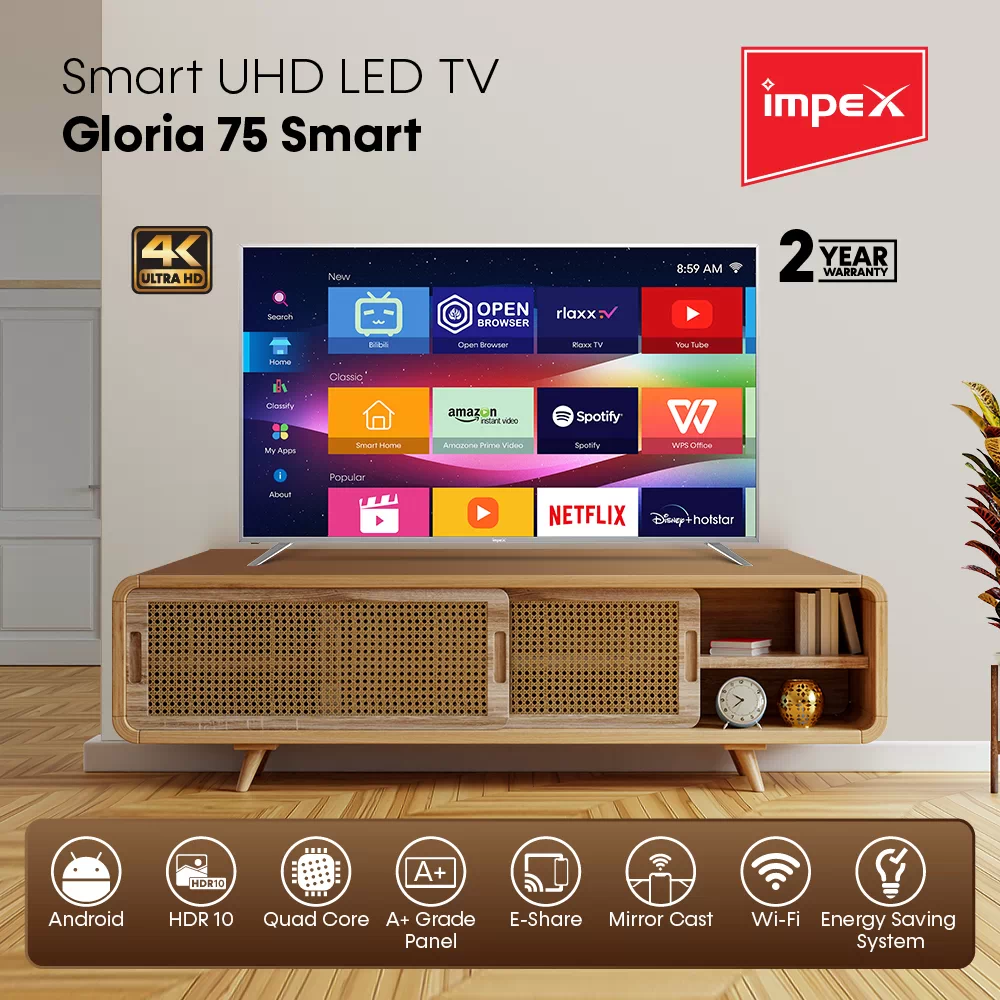 75" UHD LED SMART TV | GLORIA 75 SMART 4K