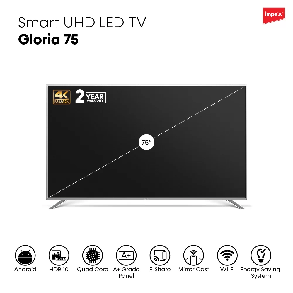 75" UHD LED SMART TV | GLORIA 75 SMART 4K
