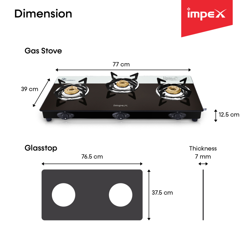 Glasstop Gas Stove ASPIRA 3D