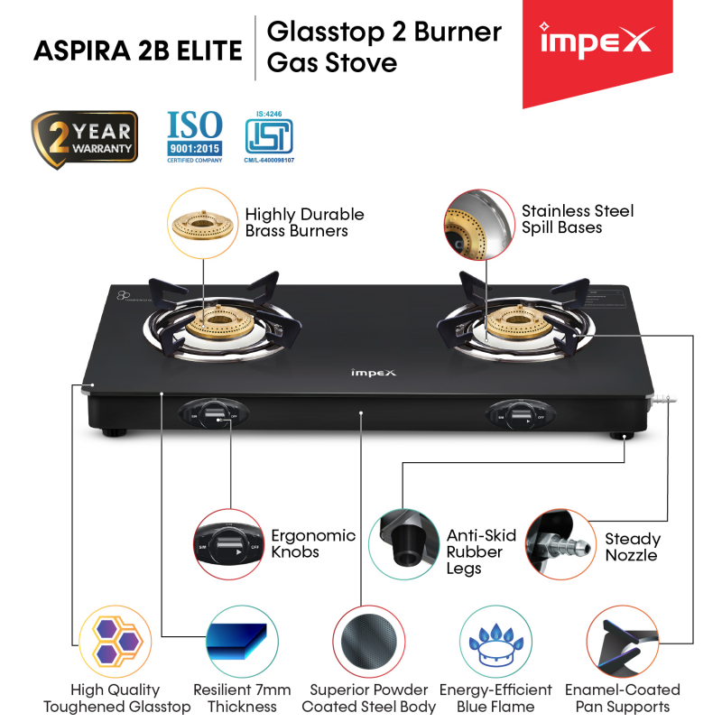 Glasstop Gas Stove ASPIRA 2B Elite