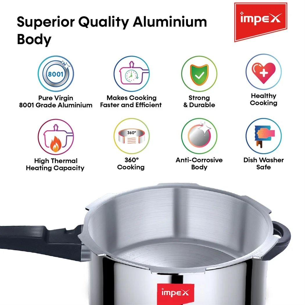 Induction Base Aluminum Pressure Cooker - 5 Litres - 5 L