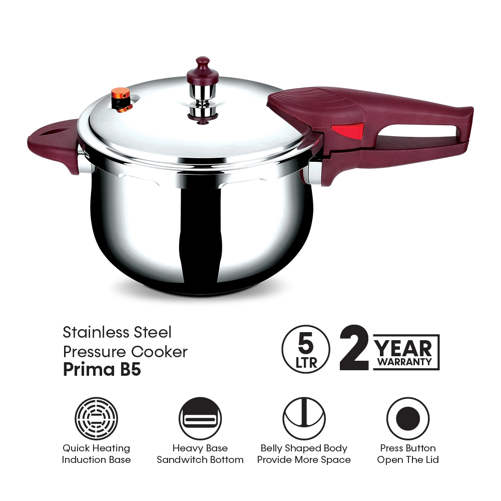 Impex Stainless Steel Pressure Cooker 5 Litre Prima B5