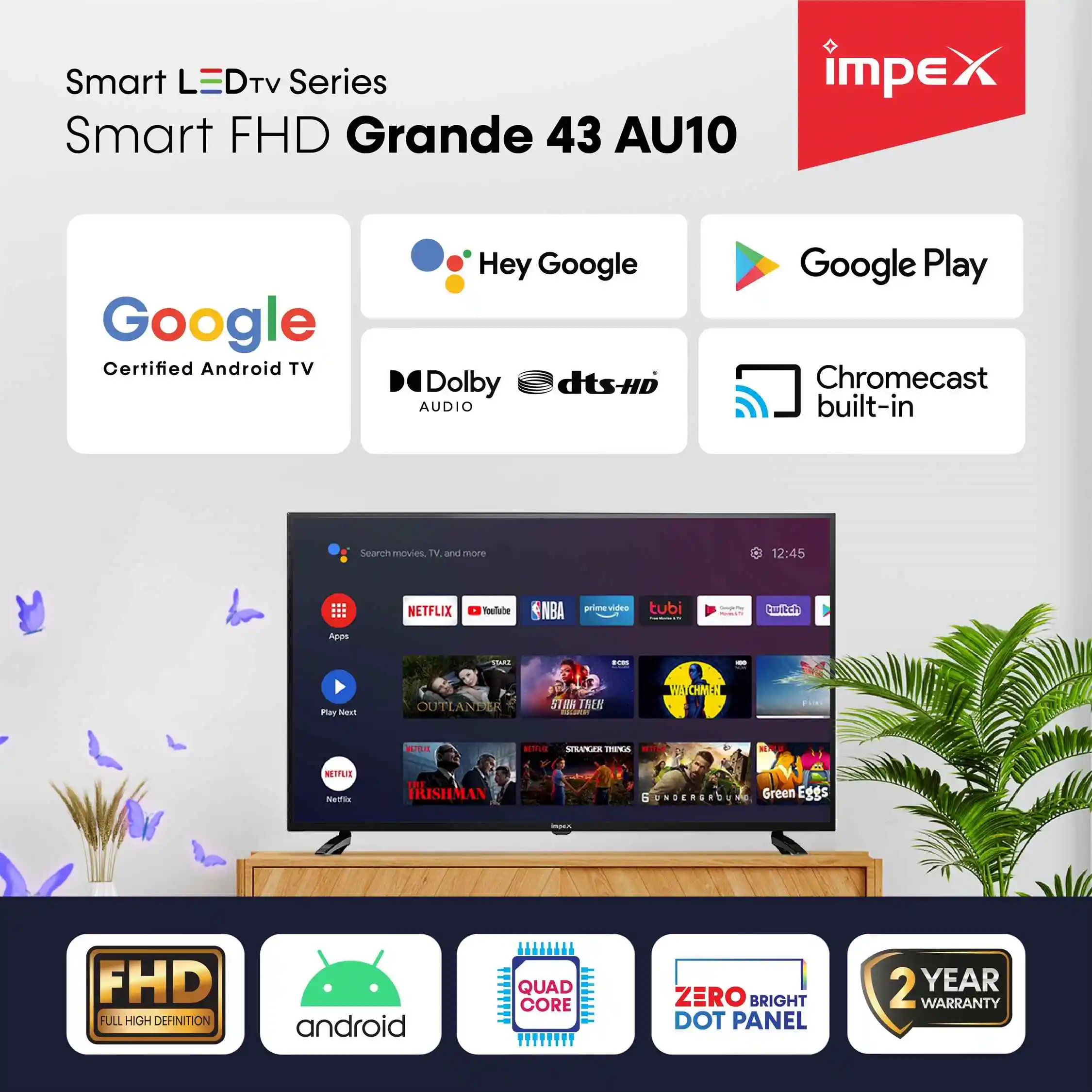 43'' Google Certified Android Smart TV | Grande 43 Smart AU10