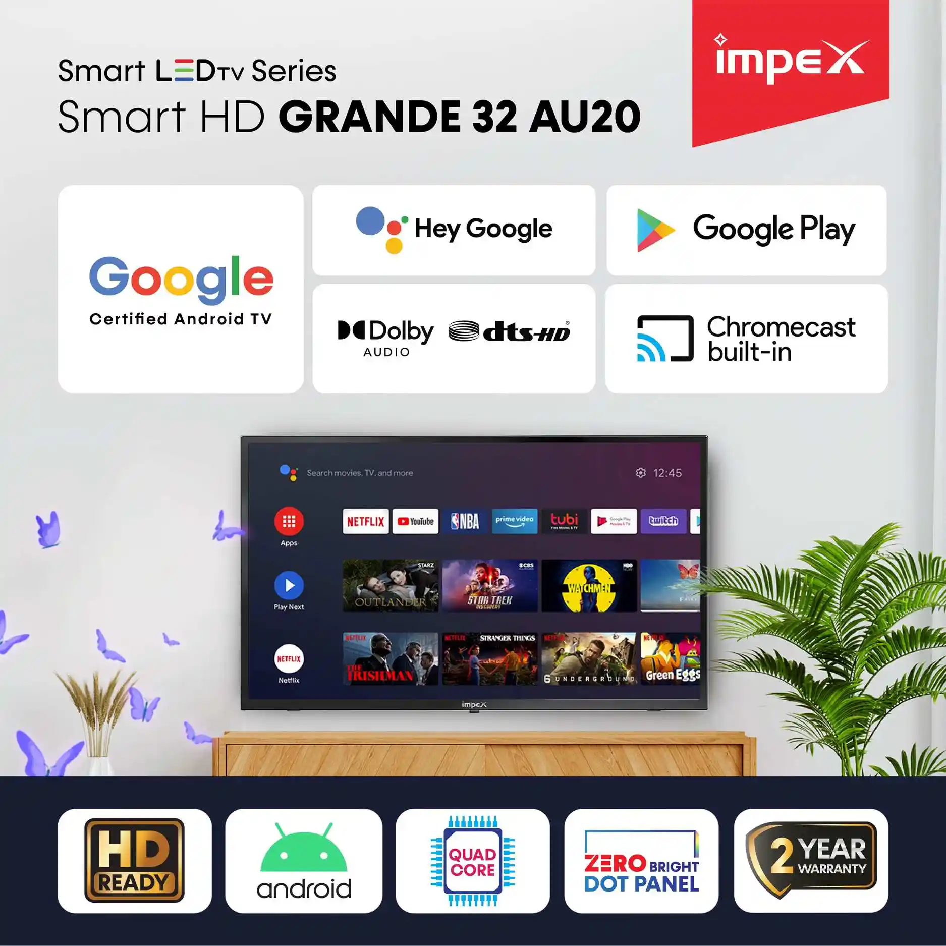 Grande 32 Smart AU20 | Google Certified Android Smart TV | HD TV