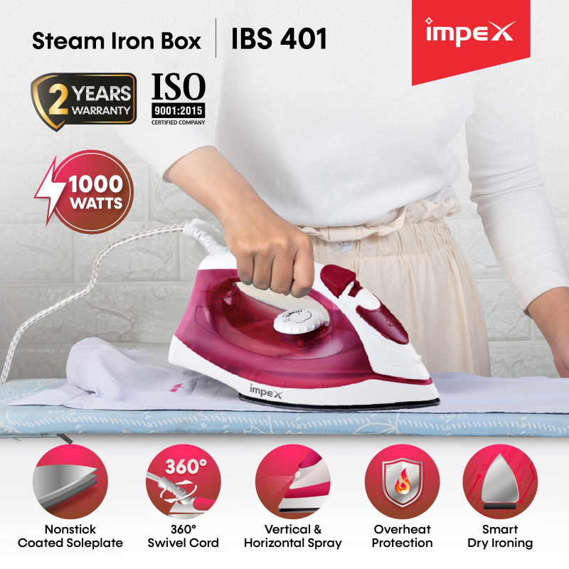 IBS 401 | Steam Iron Box with Nonstick Soleplate