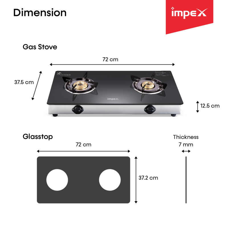 Auto Ignition Glasstop Gas Stove 1212C