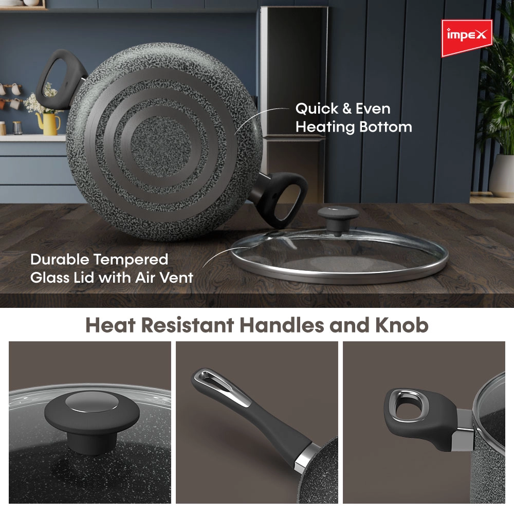 Nonstick 5-Layer Granite 8 Pcs Cookware Set | Royal Series | RHUK8