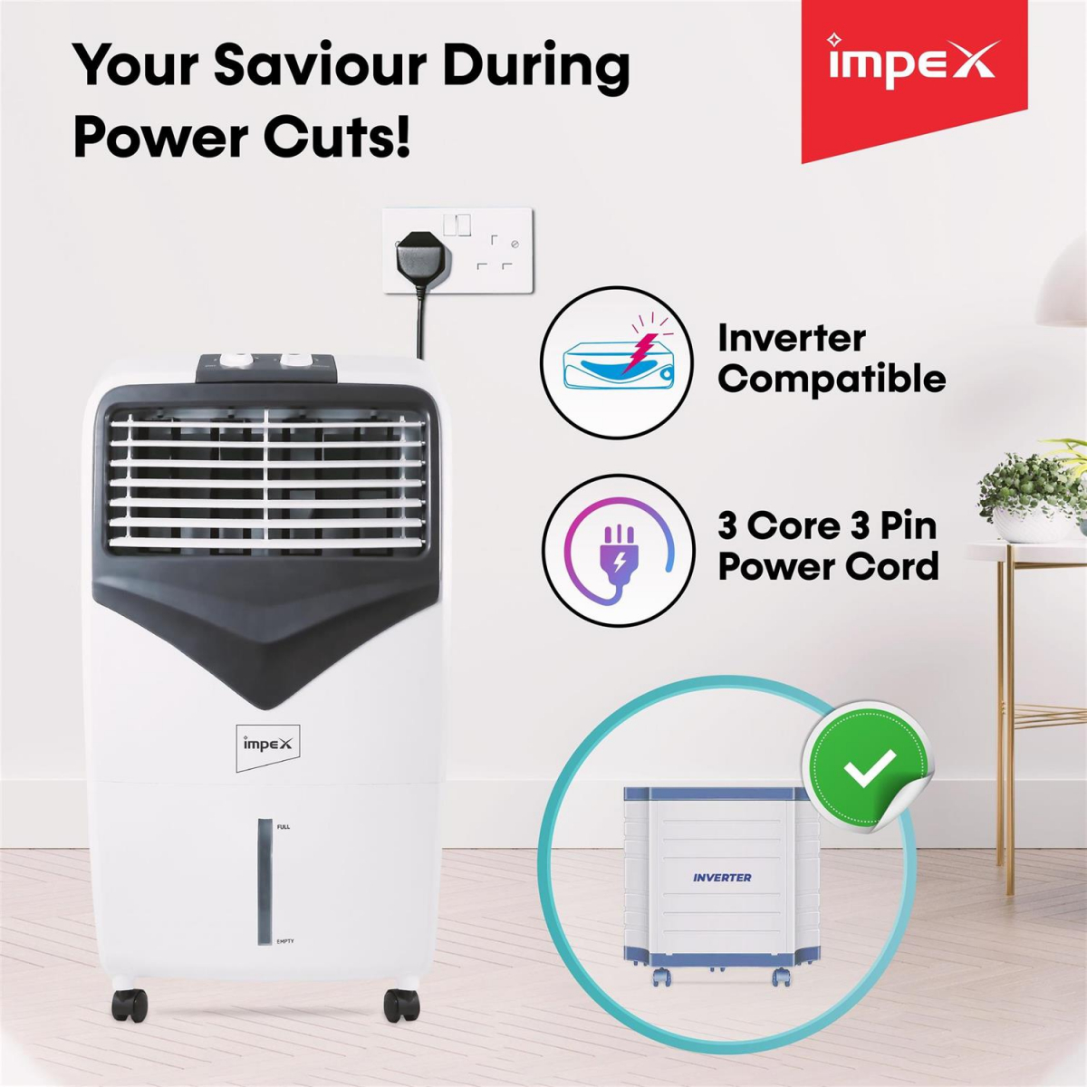 Impex Room Air Cooler Water/Ice air cooler Best Bedroom Cooler