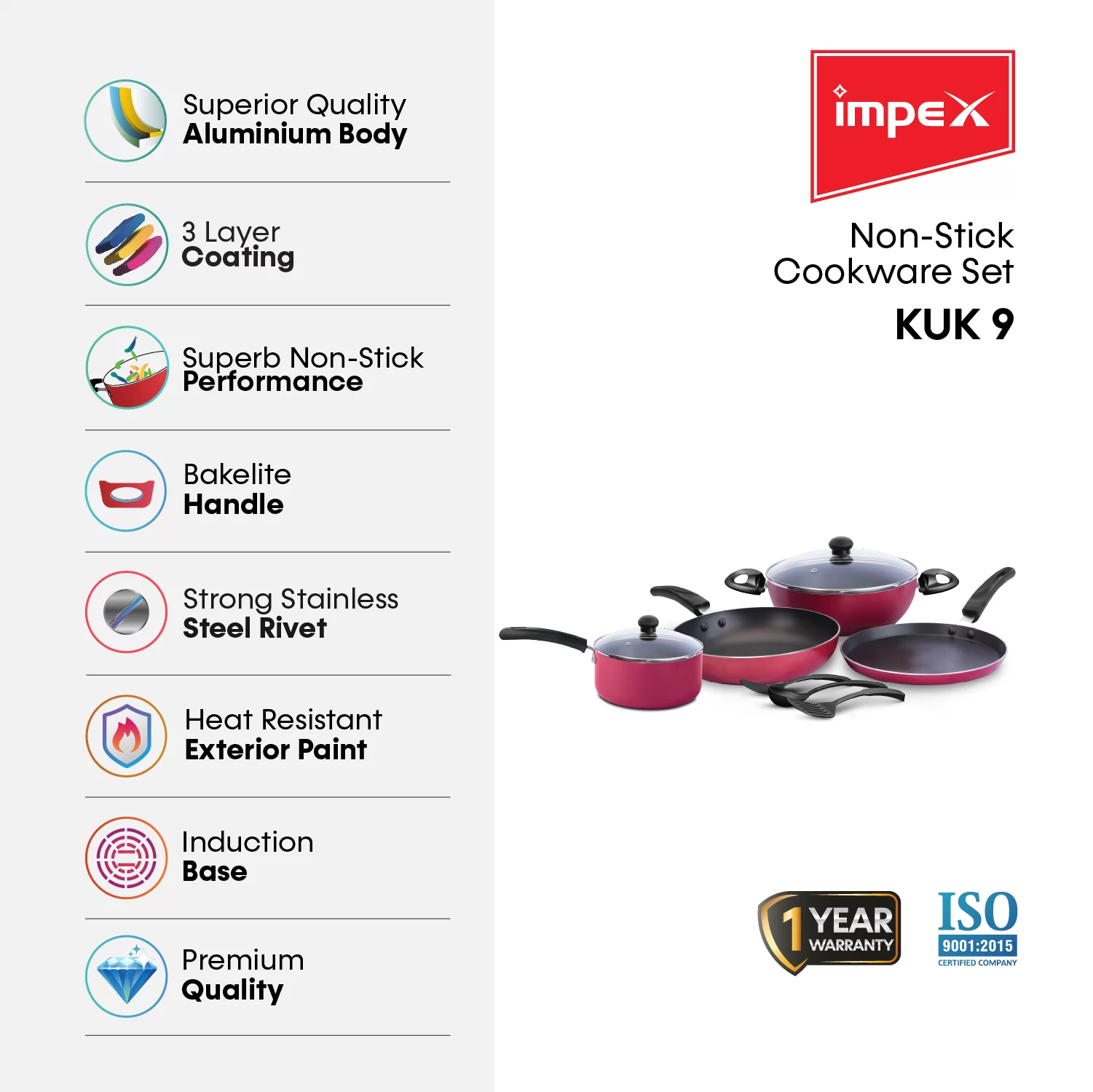 9 Pcs Nonstick Cookware Set | KUK 9