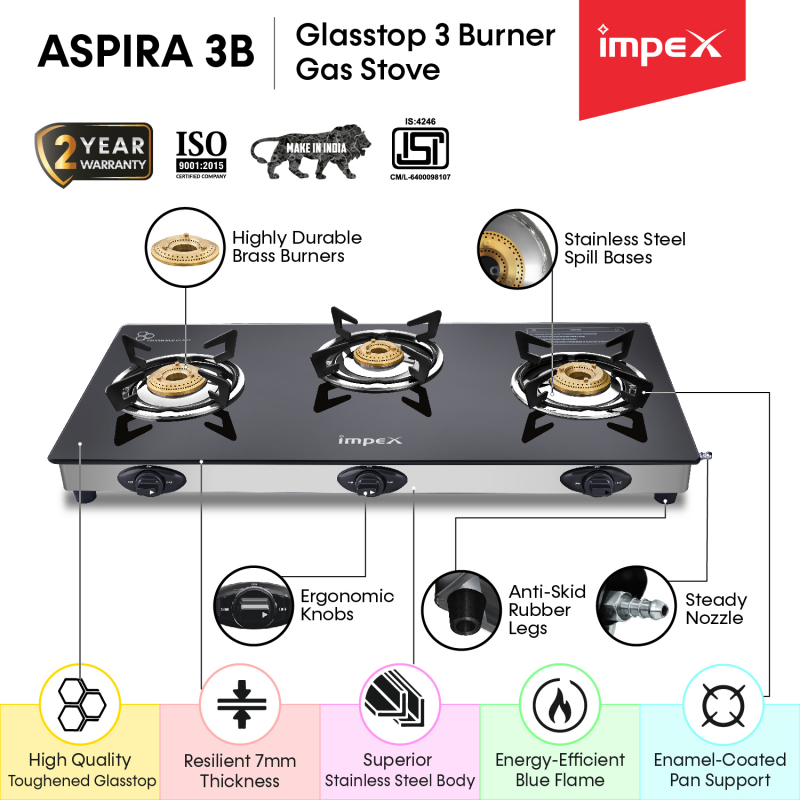 Impex gas shop stove 3 burner