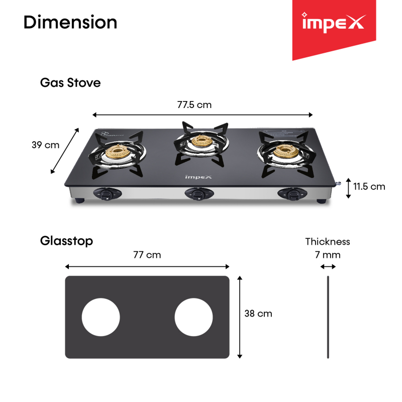 Glasstop Gas Stove ASPIRA 3B