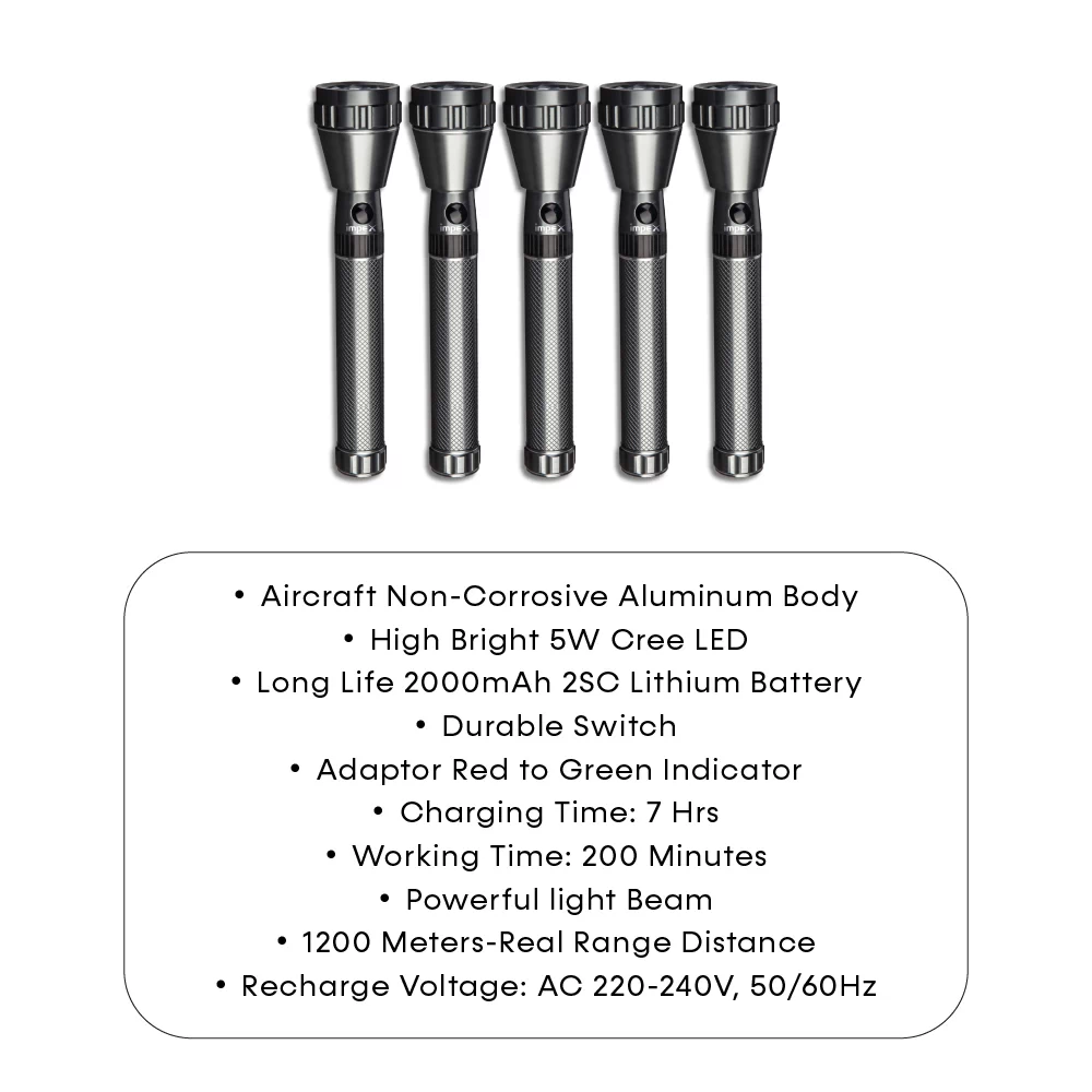 Rechargeable LED flashlight Combo | CB 5555