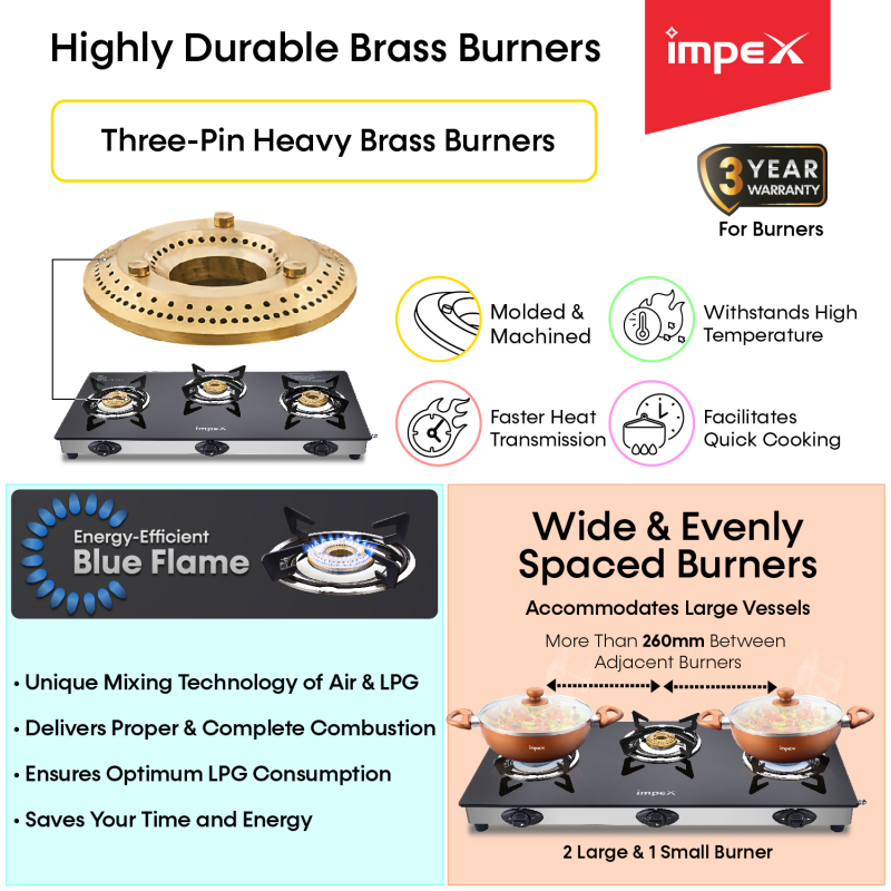 Glasstop Gas Stove ASPIRA 3B
