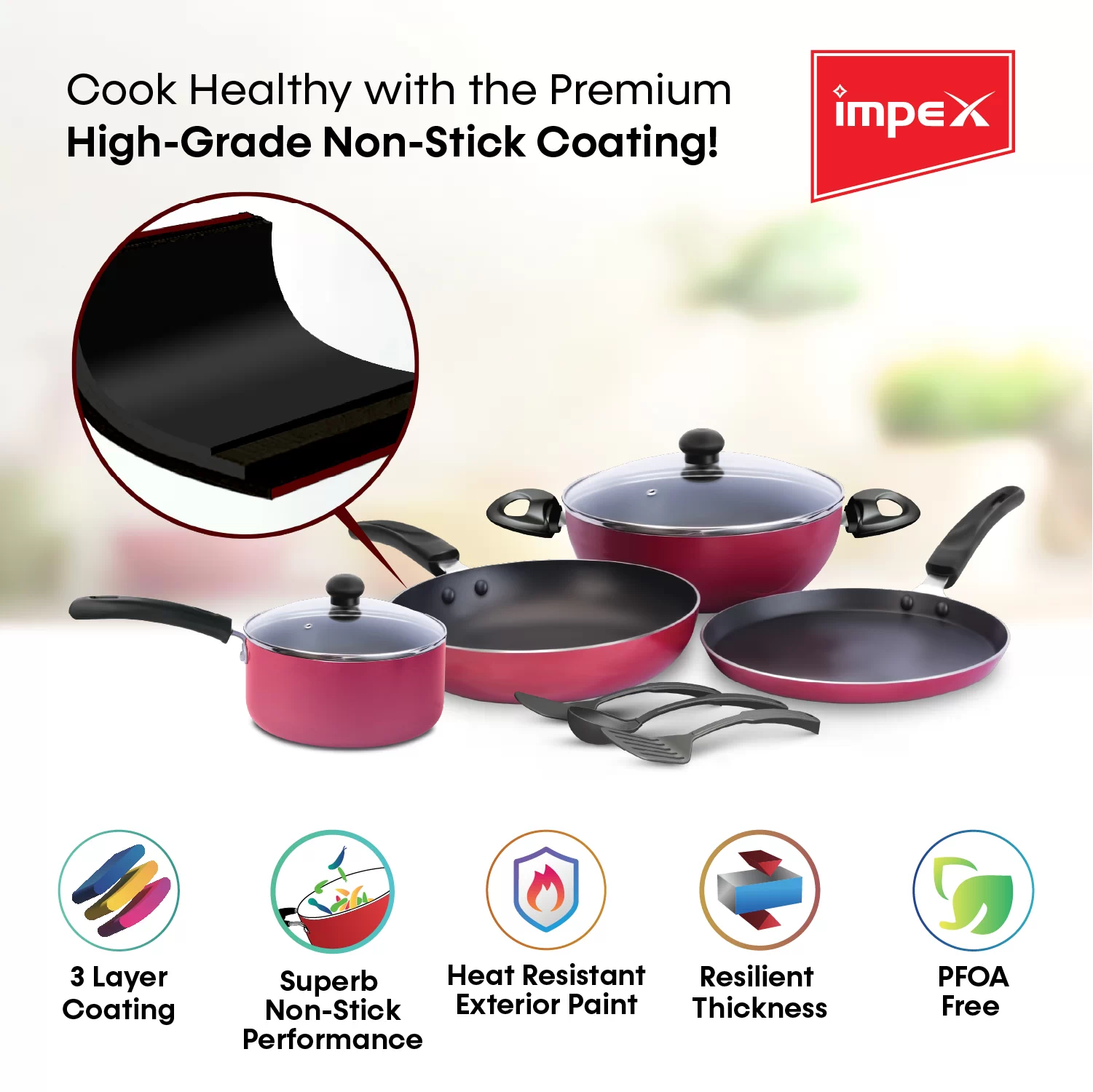 9 Pcs Nonstick Cookware Set | KUK 9