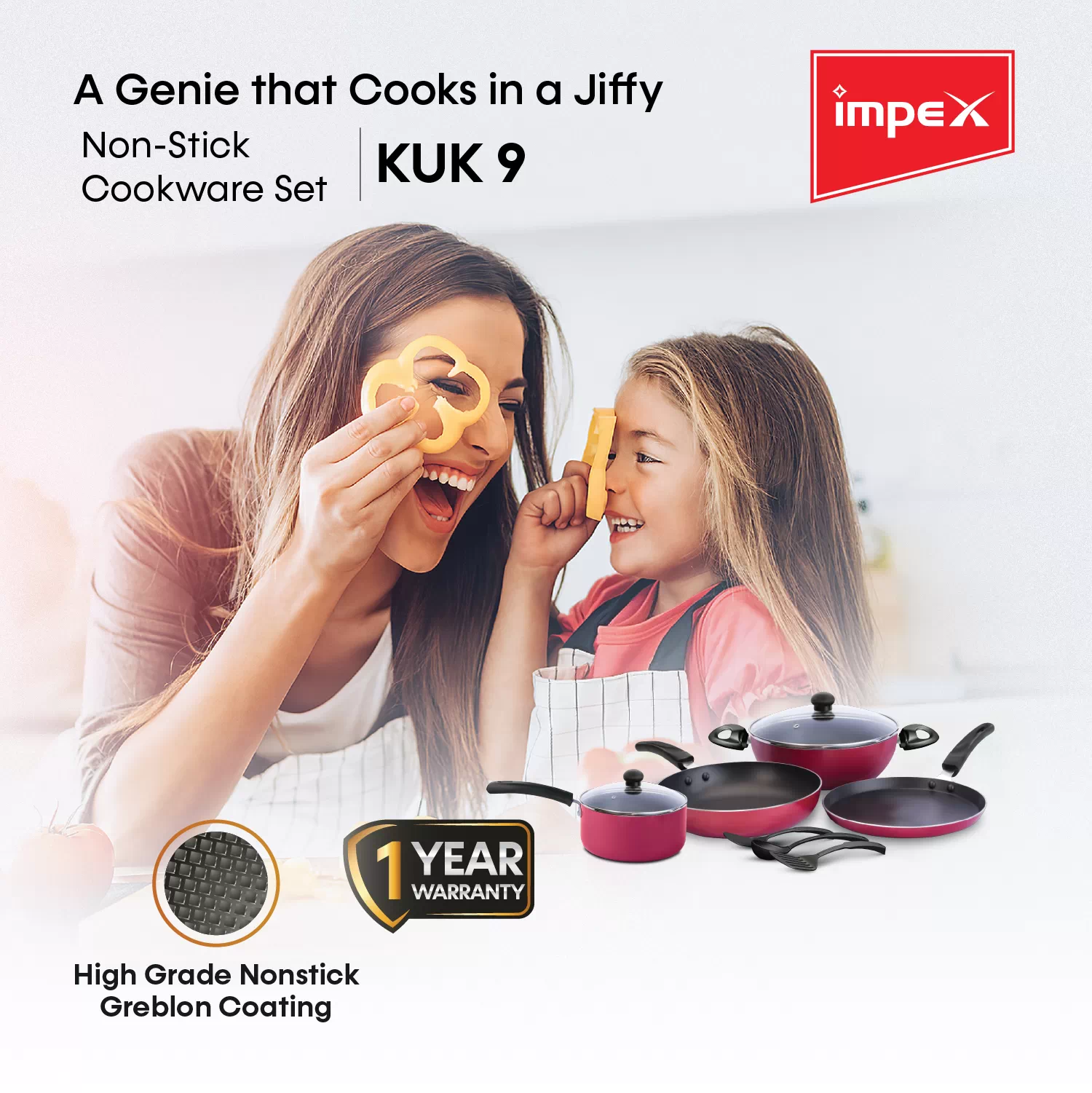 9 Pcs Nonstick Cookware Set | KUK 9