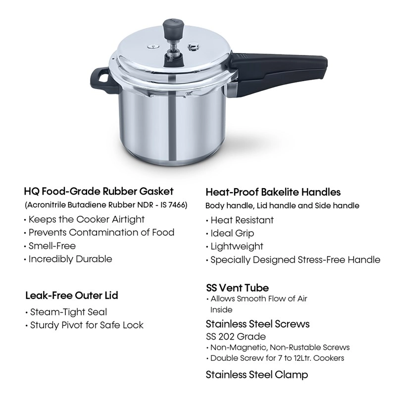 Stainless Steel Pressure Cooker Combo| 3 & 5 Litre | Compatible Single Lid | EP 3C5