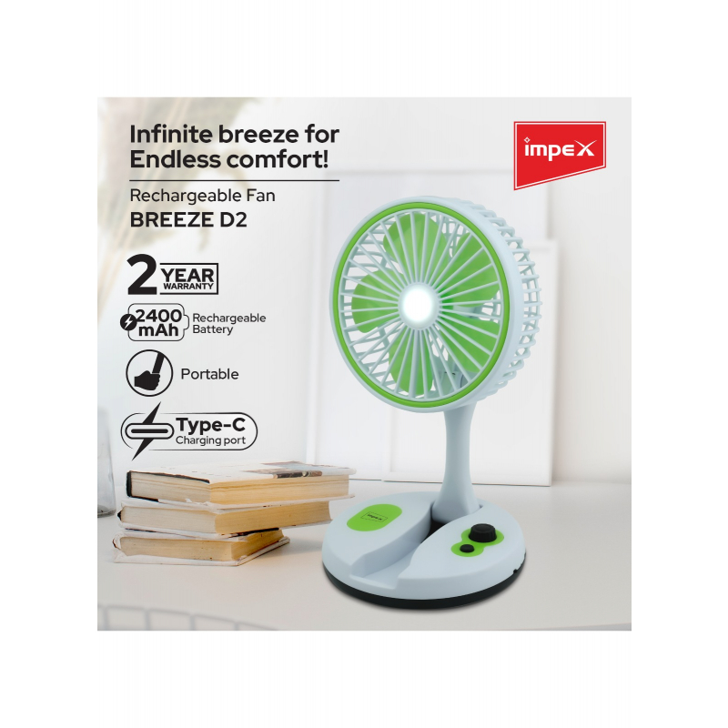 Impex Rechargeable Fan | BREEZE D2