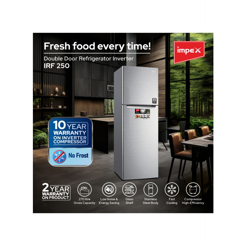 Impex 270L No Frost Inverter Refrigerator | IRF 250 S