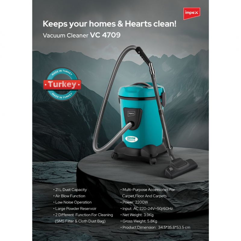 Impex 21L Vacuum Cleaner 2200W Turkey | VC 4709