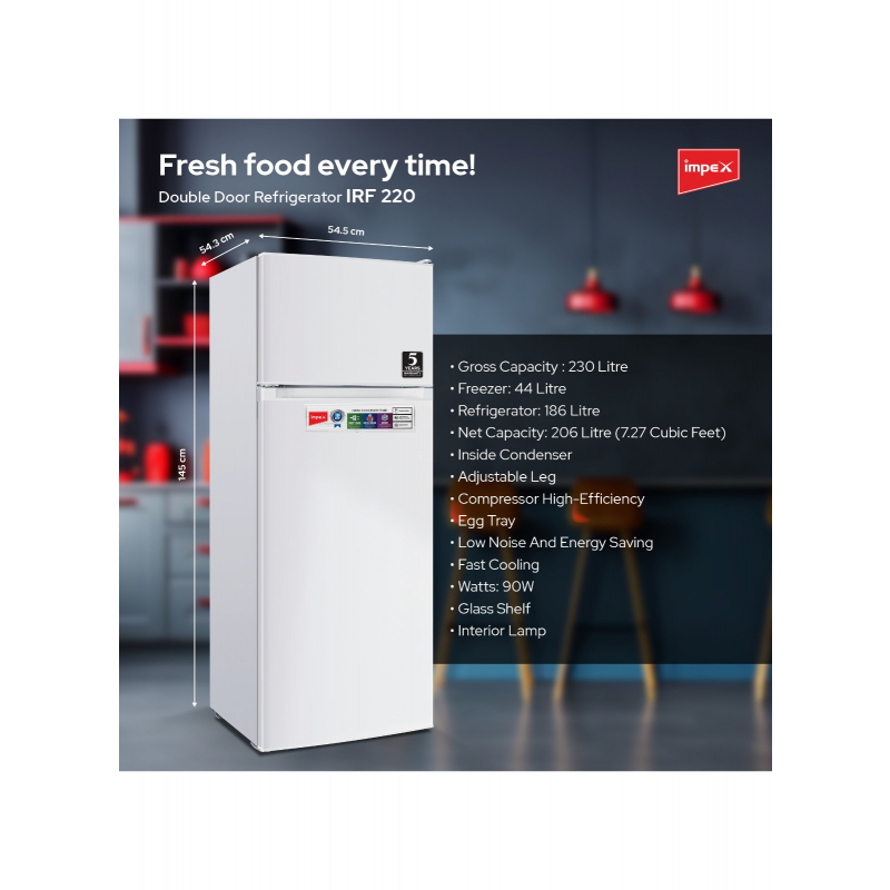 Impex 230L Defrost Refrigerator | IRF 220W