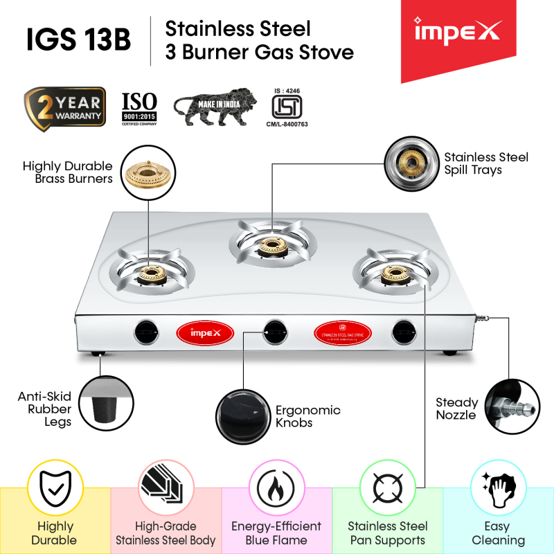 Stainless Steel Gas Stove IGS 13B