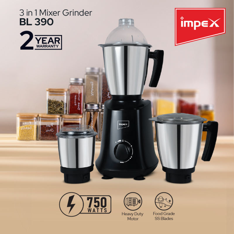 Impex 3 in 1 Mixer Grinder  | BL 390