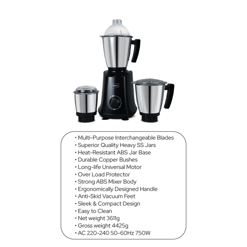 Impex 3 in 1 Mixer Grinder  | BL 390