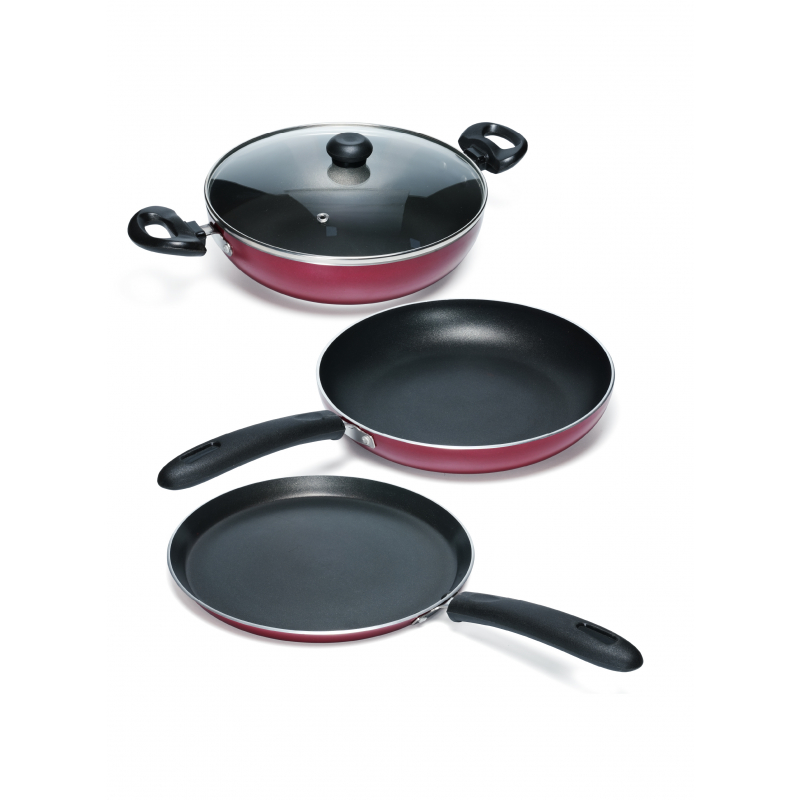 Impex Migo Nonstick Cookware 4Pcs FKT Set Maroon |M