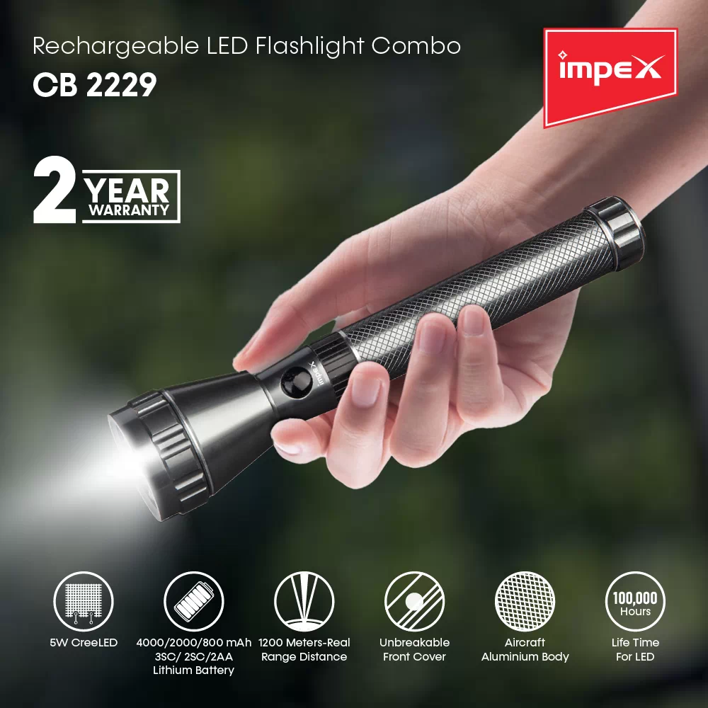 Rechargeable LED Flashlight Combo | CB 2229