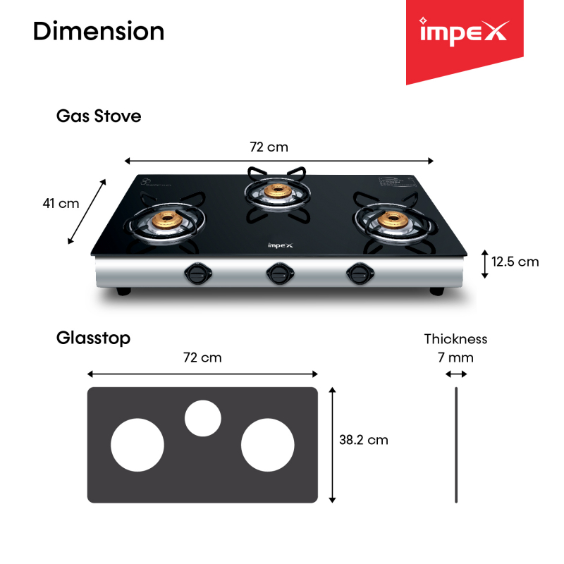 Auto Ignition Glasstop Gas Stove 1213C