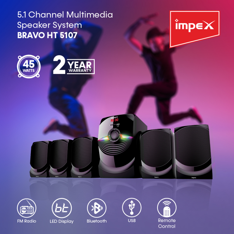 Impex 5.1 Channel Multimedia Speaker System | BRAVO HT 5107