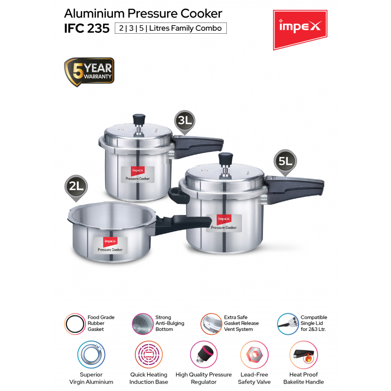 Impex Aluminium Pressure Cooker Family Combo | IFC 235