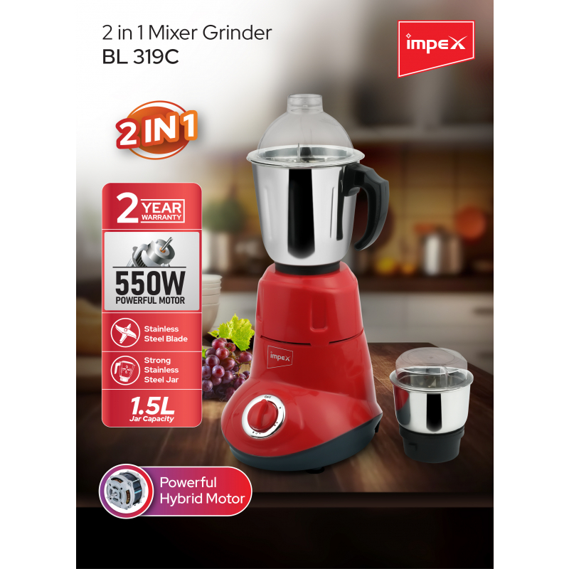 IMPEX 2 IN 1 MIXER GRINDER 600W | BL 319C