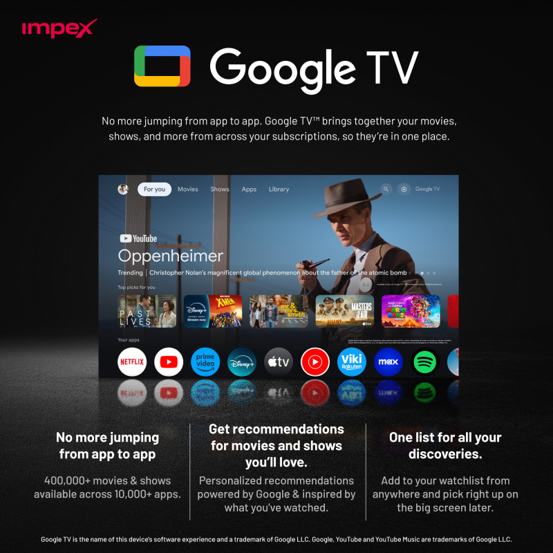 Impex 65" google TV | evoQ 65S4QLC2R120