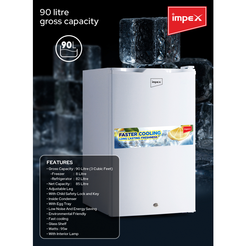 Impex 90 Ltr Single Door Refrigerator | IMRF 140 B