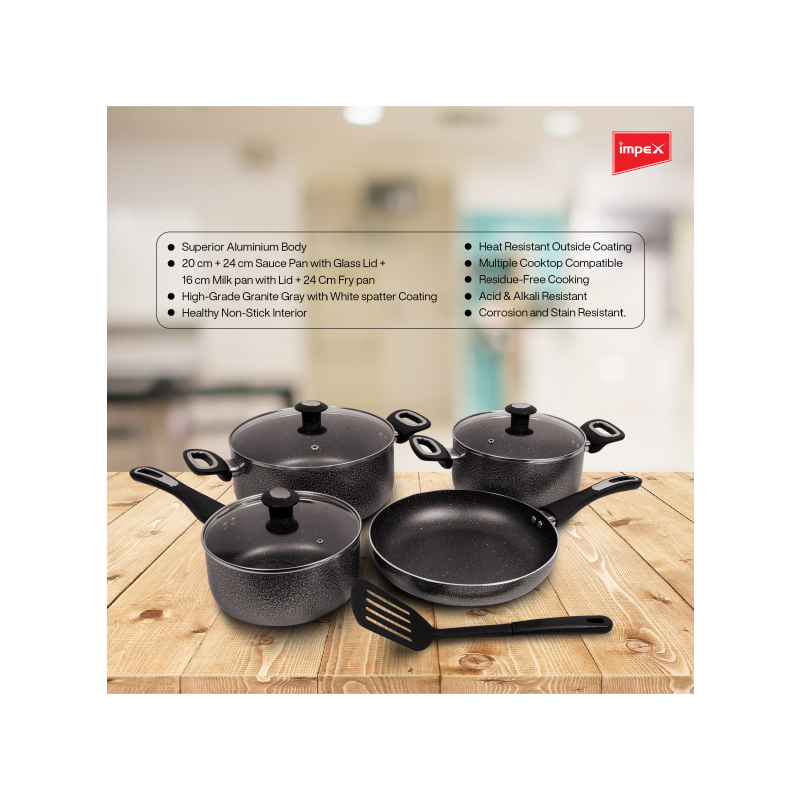 Impex Granite Coated Nonstick Cookware 8pcs Set  | NCB 7108