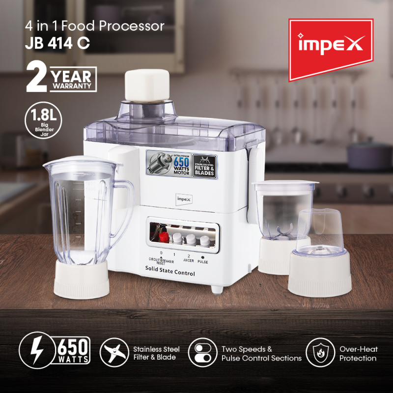 Impex 4 in 1 Food Processor, 650W | JB 414C