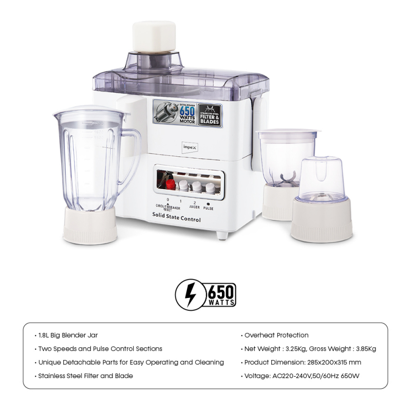 Impex 4 in 1 Food Processor, 650W | JB 414C