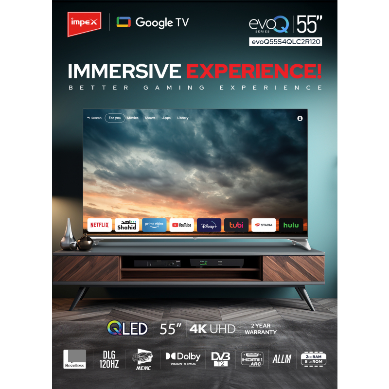 IMPEX 55" QLED UHD GOOGLE LED TV |  evoQ 55S4QLC2R120