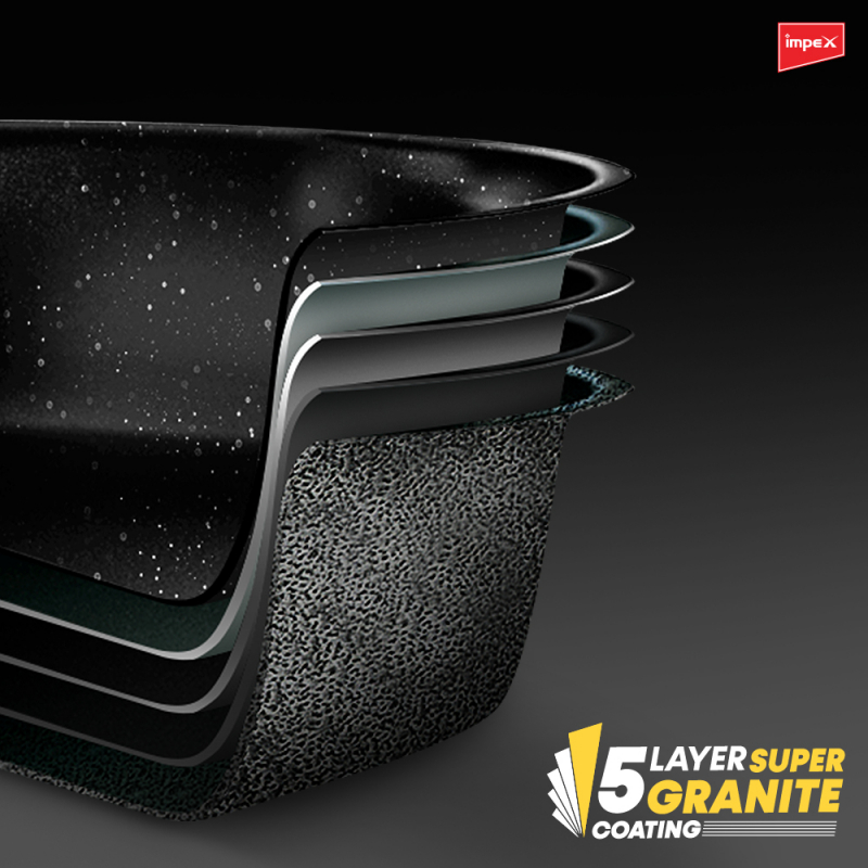 Impex Nonstick Granite Cookware 7Pcs | NCB 7104