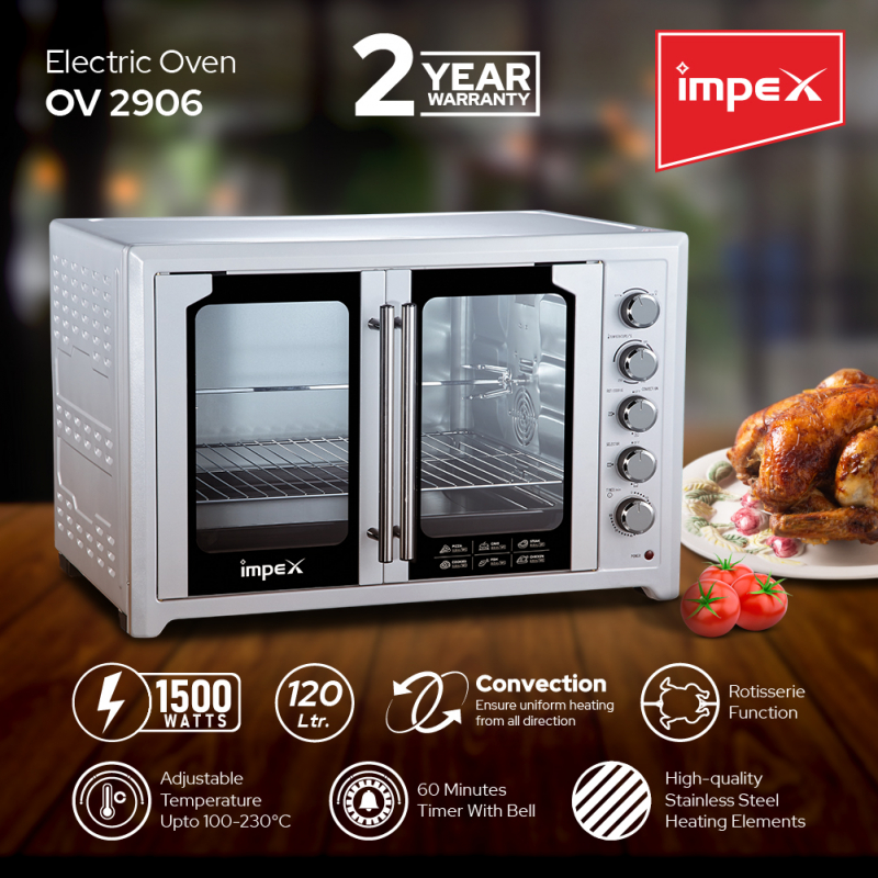 Impex 120 Ltr Electric Oven-Double Door | OV 2906