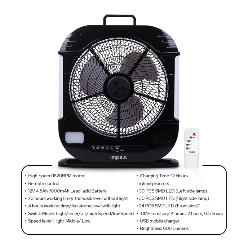 IMPEX 12 RECHARGEABLE FAN | BREEZE D7