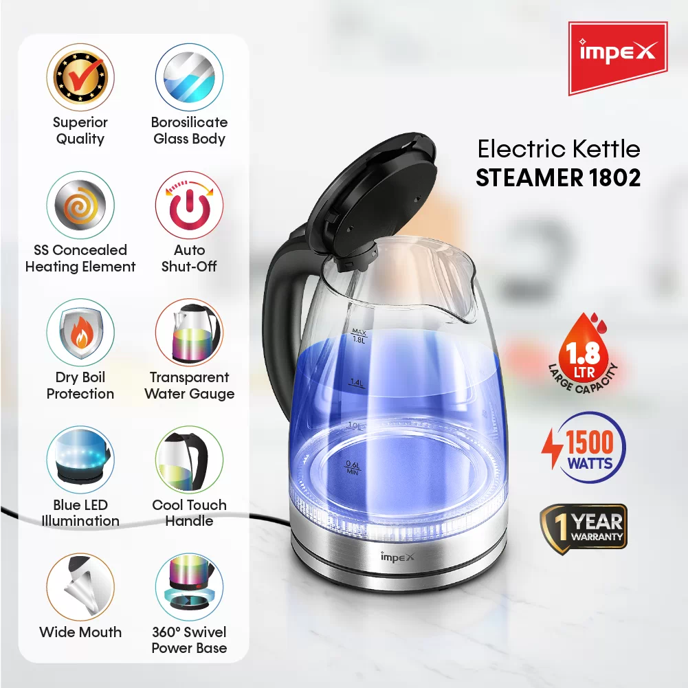 Electric Glass Kettle | Steamer 1802