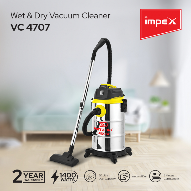 Impex 30L Wet & Dry Vacuum Cleaner 1400W | VC 4707