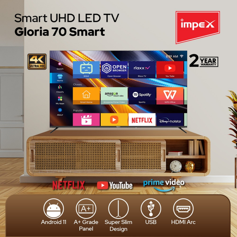 Impex 70" UHD Smart Led Tv | Gloria 70 Smart