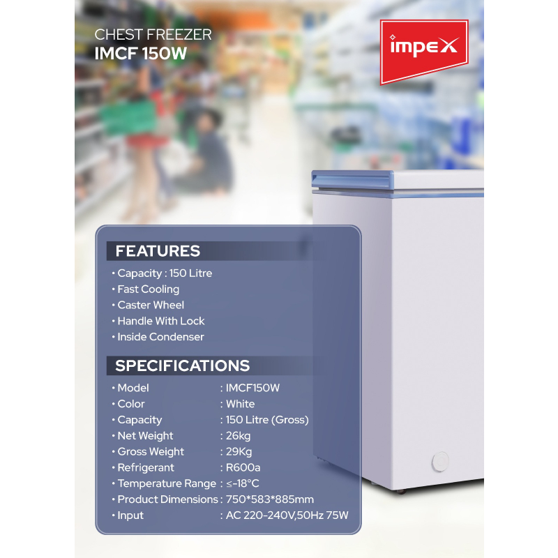 Impex 150L Chest Freezer | IMCF150W